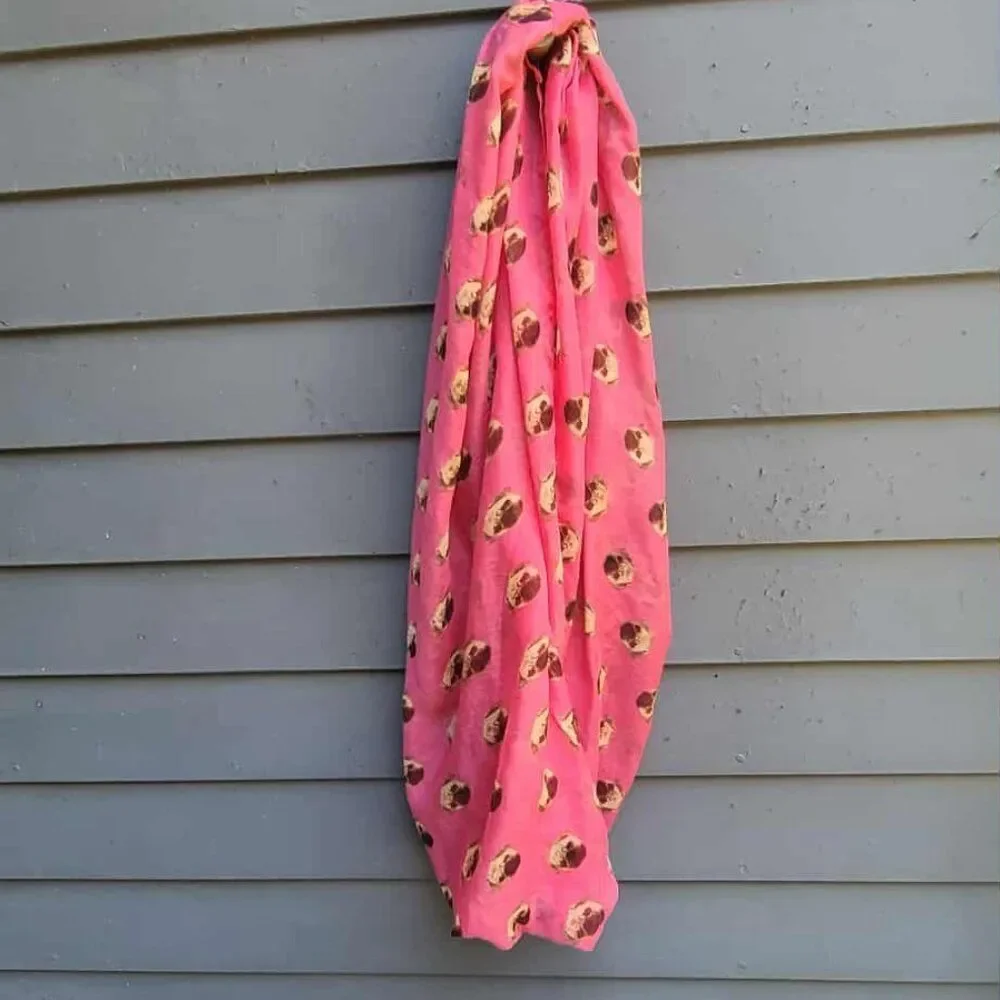Pink Brown Infinity Scarf 100% Polyester